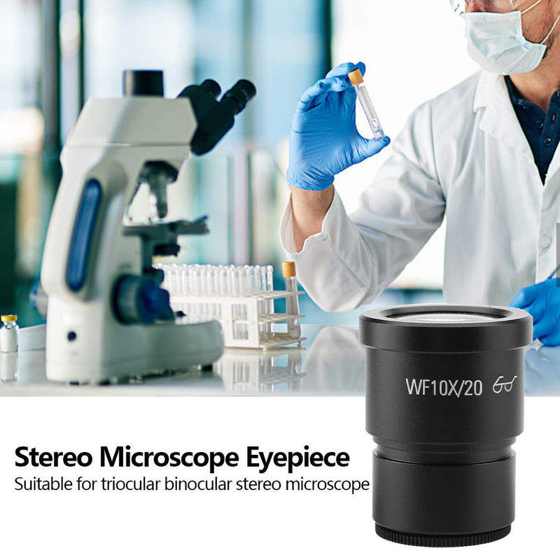 ZJchao 10X Stereo Microscope Eyepiece, 2 pcs WF10X/20, Black, Optical Glass + Metal, Triocular Binocular Stereo Microscope, 30mm Mounting Size