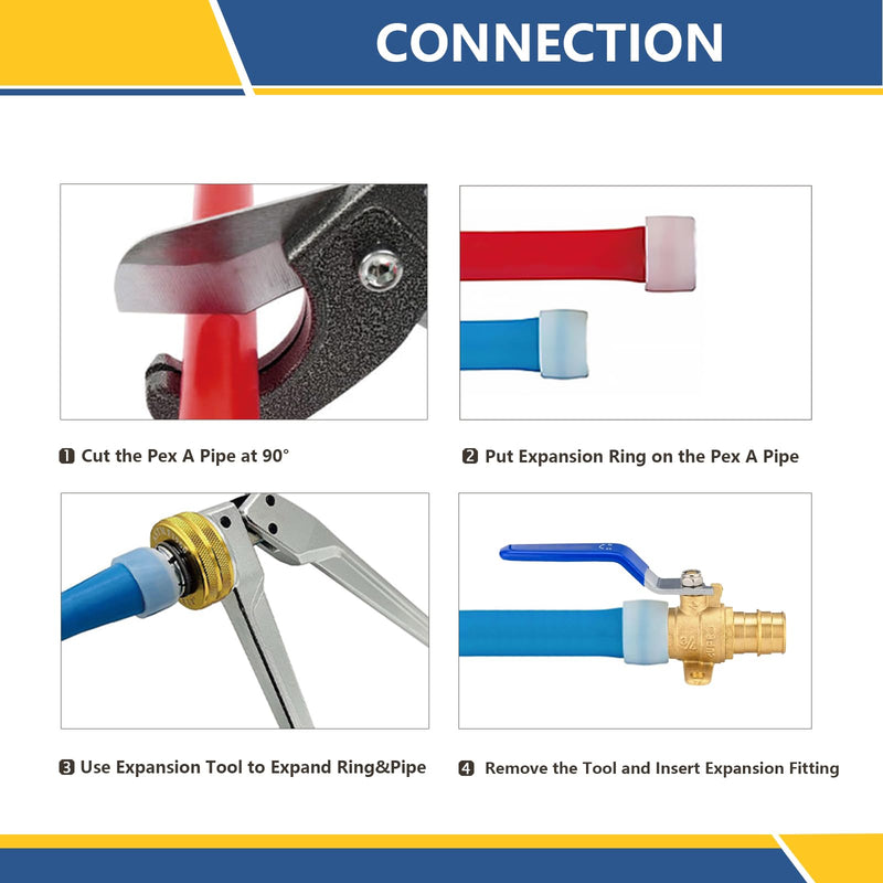 5PACK GUOFIS 1/2"PEX-A Expansion Ball Valve with Drop ear(VALVE027-5) 5 1/2 Inch