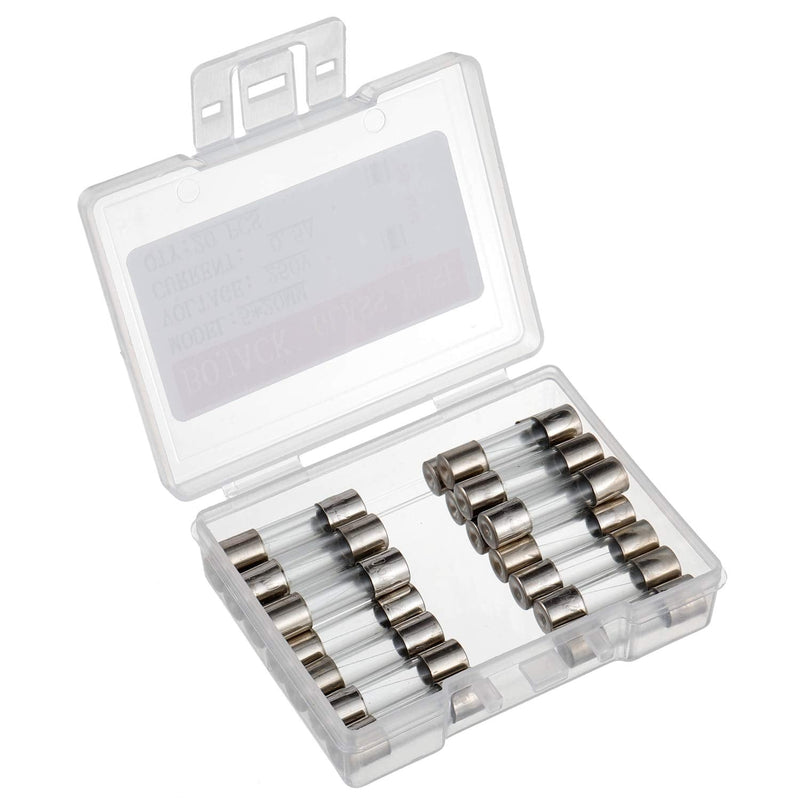 BOJACK 5x20mm 0.5A 0.5amp 250V 0.2 x 0.78 Inch F0.5AL250V Fast-Blow Glass Fuses (Pack of 20)