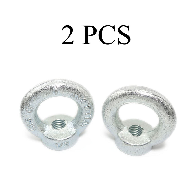 2pcs Carbon Steel Q235 Lifting Eye Nut 1/2"-13 Galvanized Iron