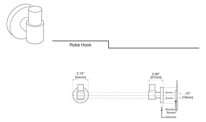 Gatco 4675 Reveal Single Robe Hook, Wall Mounted Hook for Bathroom Towels & Robes, 2.13 Inch W, Satin Nickel