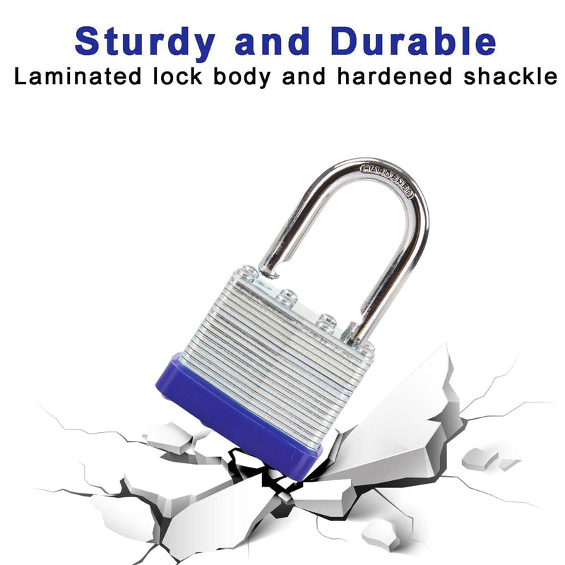 SEPOX® Trinity Keyed-Alike Padlocks Outdoor, Reinforced Laminated Steel Body Heavy-Duty 1-9/16" 40MM, Uncuttable Standard Shackle, 3-Pcs-Pack, 6-Pcs Same Keys, for Gym Locker,Toolbox, Shed, Storage 3pcs