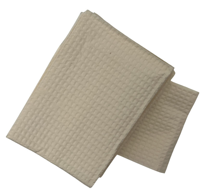 Disposable Dental Patient Waterproof Bibs 13"x18" with Poly Back, 3 Layer Bibs with Poly Back for Tattoo, Dental, Medical, Nail Tray or Table Covers (Beige) (Pack of 50) Beige