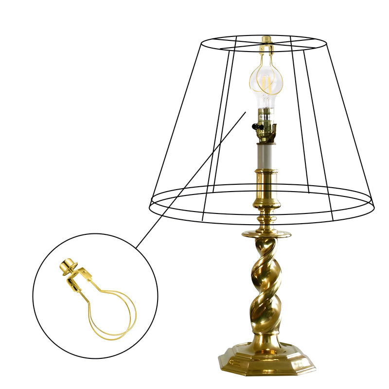 Lamp Shade Light Bulb Clip Adapter, 2 Pack Clip on Lampshade Adapter Includes Finial and Lampshade Levellers to Keep Lamp Shade in Place, Lamp Shade Holder for Clip On Light Bulbs (Brass) Brass