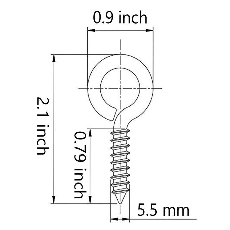 WANBAO 30 Pcs 2 inch Small Screw Eyes Metal Screw Hooks Ring Screws Fasteners Hardware Tools Silver.