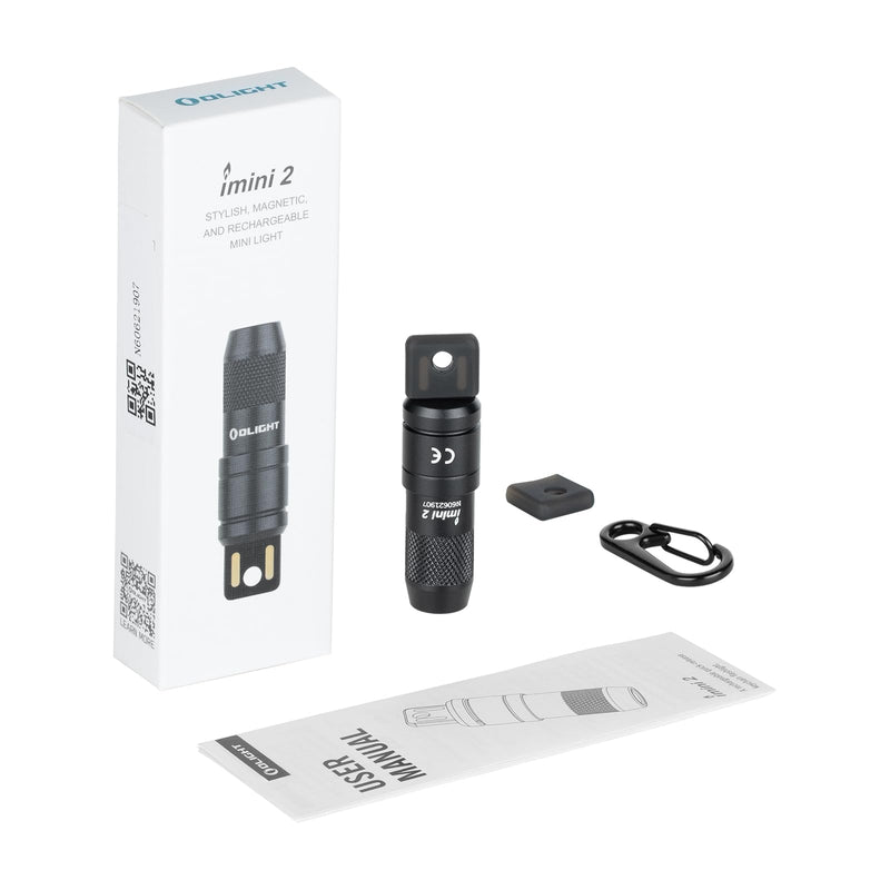 OLIGHT IMINI 2 EDC Rechargeable Keychain Flashlight, 50 Lumens Compact and Portable Mini LED Keyring Lights with Built-in Battery Ideal for Everyday Carry and Emergencies (Black) Black