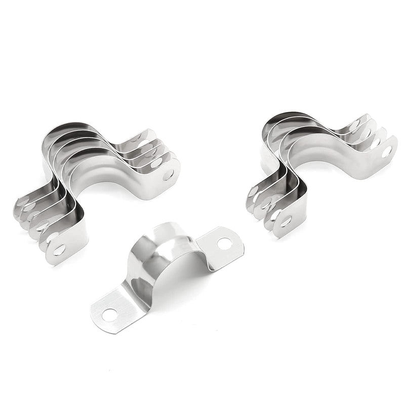 20Pcs 1 Inch Stainless Steel Conduit Clamps, Two Hole Strap U Bracket Rigid Pipe Strap Metal U Clamp Conduit Strap Tension Clips U-tube Clamp Heavy Duty 1" / 25mm