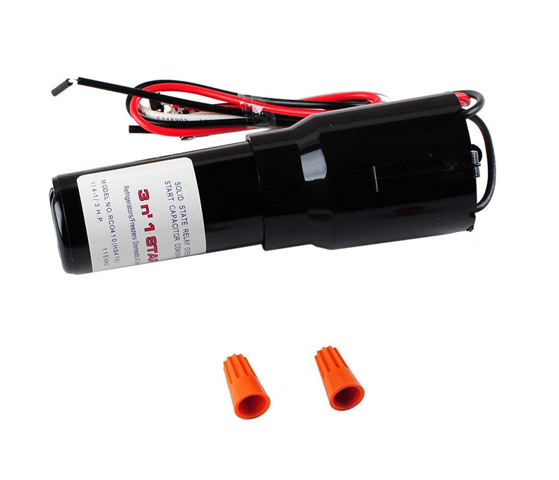 RCO410 3 in 1 Compressor Hard Start Capacitor Kit For Refrigerators & Freezers 1/4-1/3 H.P. 115VAC （3pcs）