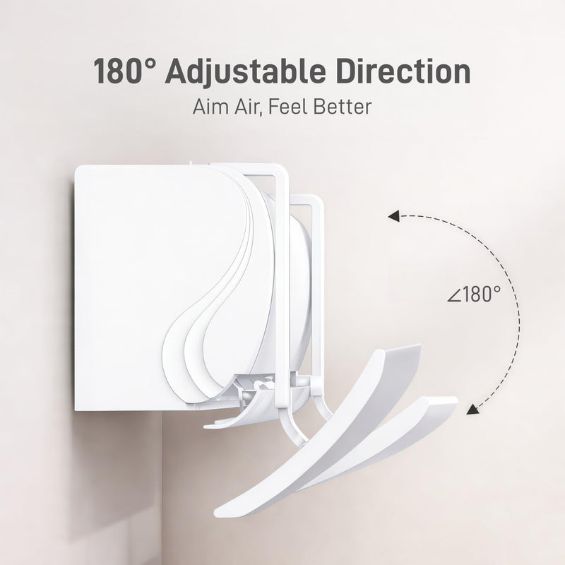 Air Conditioner Deflector, Mini Split Air Deflector Adjustable Anti Direct Blowing, No Drill AC Deflector ABS for 24-40in Wall Mounted Air Conditioner Bedroom Office Home UEMUSI White