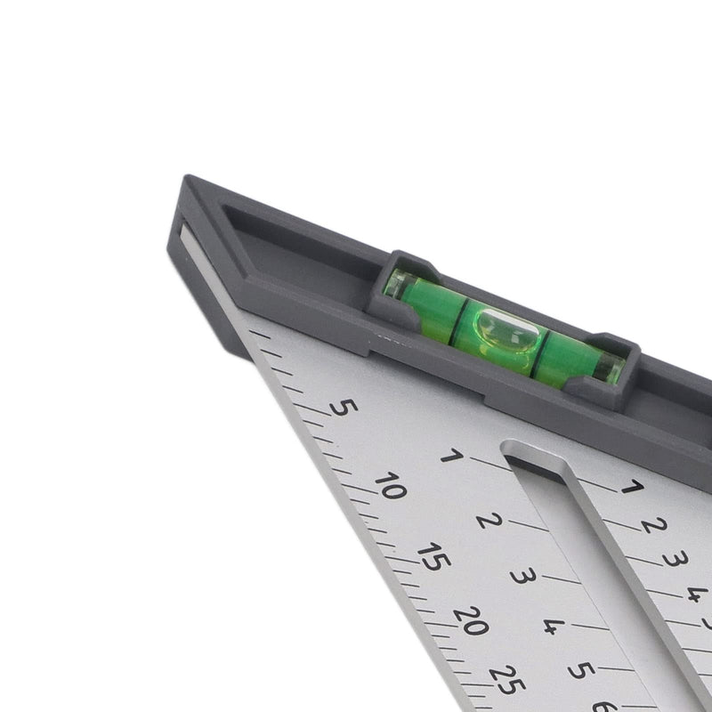 7 Inch Rafter Square with Level Aluminum Alloy Detachable Triangle Square Ruler for Woodworking (Silver) Silver
