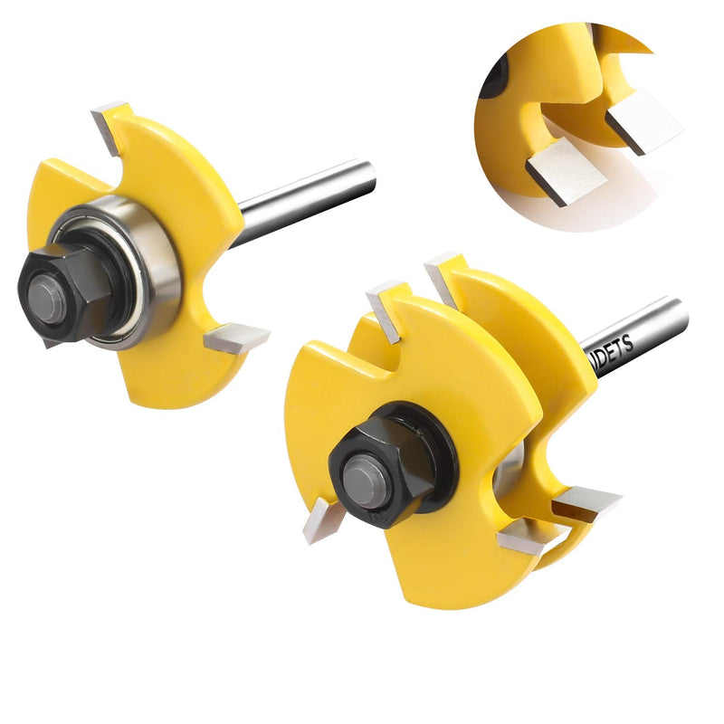 1/4" Tongue and Groove Router Bits - Set of 2Pcs 1/4 Inch Shank Router Bit Set 3 Teeth Adjustable T Shape Wood Milling Cutter 1/4" Shank - NewNest Australia