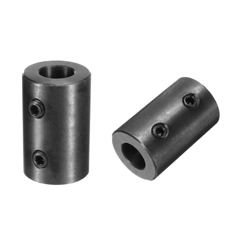 uxcell Shaft Coupling 5/8" Bore, 1-1/4" OD, 2" Length, Black Oxide Plated Steel Rigid Coupling, Motor Wheel Coupler, (2 Set Screws)