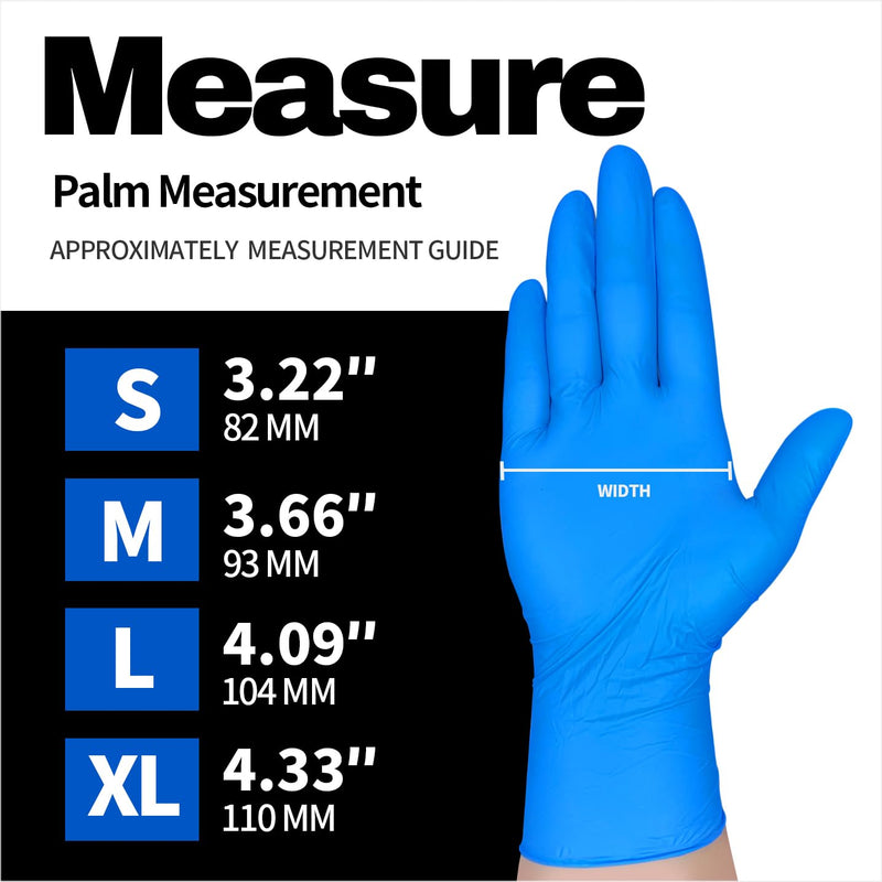 Medical Nitrile Exam Gloves, 5 mil Chemo-Rated Powder-Free Food Safe Cleaning Disposable Glove Blue 100/1000Pcs Blue (Large 100)