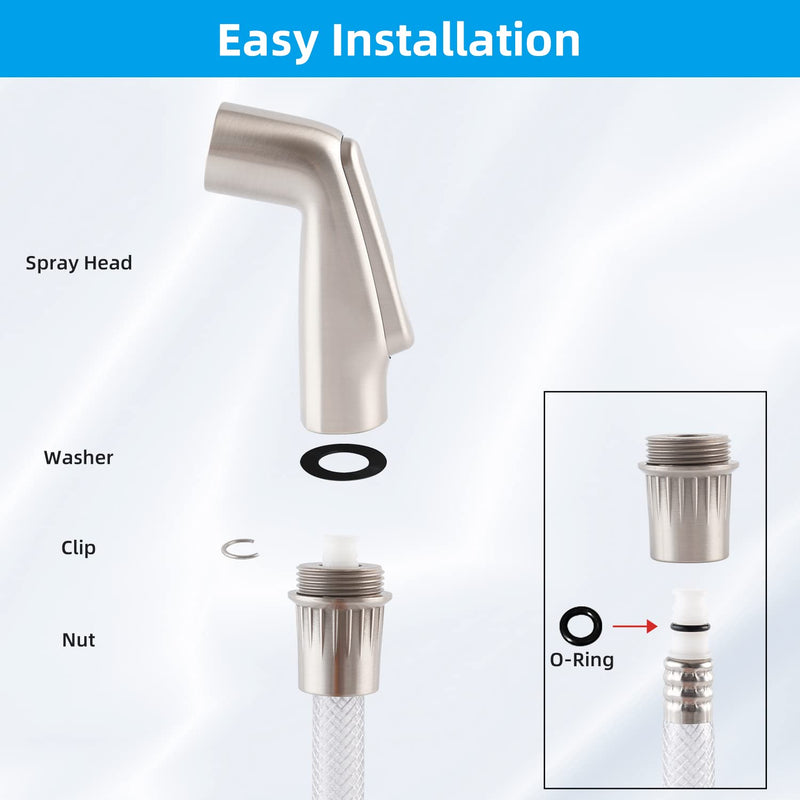 Hygie Rinse Kitchen Sink Side Sprayer Head Replacement Universal Sink Sprayer Attachment Compatible with Delta, Moen, Kohler OEM Brand, Kitchen Sink Faucet Sprayer Head - Brushed Nickel Handy Design