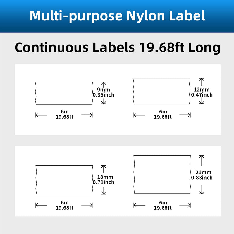 MakeID Multi-Purpose Nylon Labels with Ribbon for P31 Industrial Label Maker - Versatile Continuous Labels for Wire Marking, General ID, Laboratory, and DataCom, 0.71" W, 19.68ft/Roll .71"(18mm)