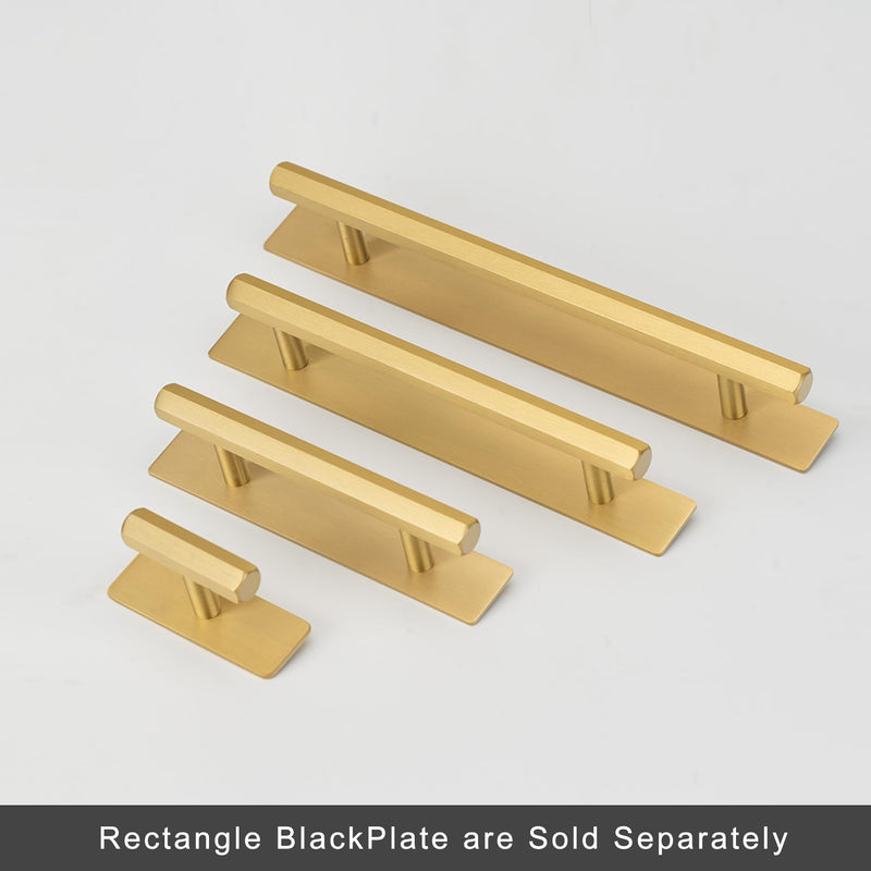 QOGRISUN 10-Pack Solid Brass Cabinet Knobs Back Plates, Rectangle Cabinet Pulls BackPlates,2.75-Inch Total Length, Cabinet Hardware, Brushed Brass Finish 2-3/4-Inch Length Rectangle