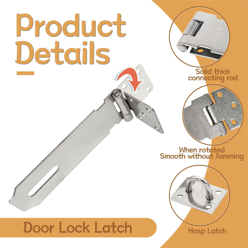 3 Pack Door Lock Latch, 3 Inch Hasp Latch Stainless Steel Safety Padlock Latch, Extra Thick Gate Lock with 30PCS Screws DD030-3
