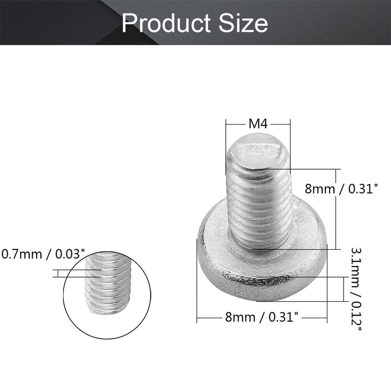 MroMax 20Pcs M4 x 8mm Pan Head Phillips Machine Screws, 304 Stainless Steel 18-8, Fully Thread, Metric Silver Gray Cross Head Screws Bolts for Cabinet Drawer Knob Pull Handle 20