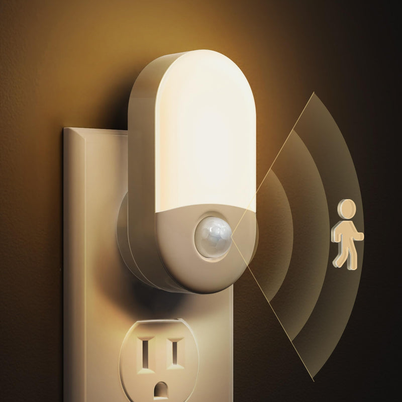 L LOHAS LED Motion Sensor Night Light, Motion Activated Night Light, 4Pack, 3000K Warm White, Night Lights Plug into Wall Motion Sensor, 30/60LM Adjustable Brightness, for Kids Adults Bathroom Kitchen Soft White 4