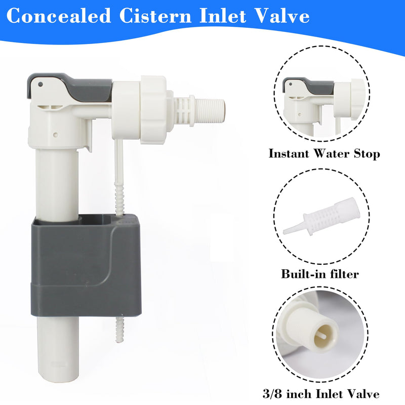 Side Mount Toilet Fill Valve, 3/8 Inch Side Entry Valve Compatible with TOTO Wall Mount Toilet Tank