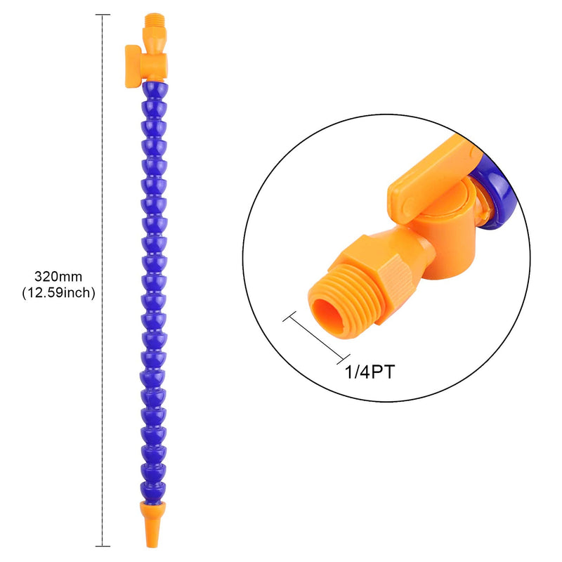 Pack of 6 Round Plastic Flexible Water Oil Coolant Pipe Hose 1/4PT Adjustable with Switch，for Lathe, Milling,Water Cooling System