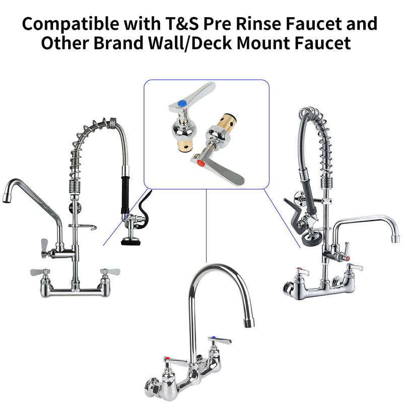 KWODE Replacement Brass Hydraulic Control Spindle Assembly Cartridge Faucet Valve for Bathroom Kitchen Wall Mount Commercial Faucet (1 Pair Hot & Cold)