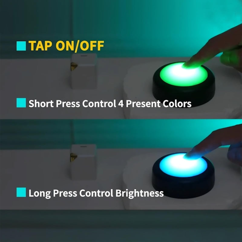 Push Lights with Remote Puck Lighting Battery Operated Tap Lights Button Stick On Color Changing Led Lights 6 Pack (3 Black) 3 BLACK