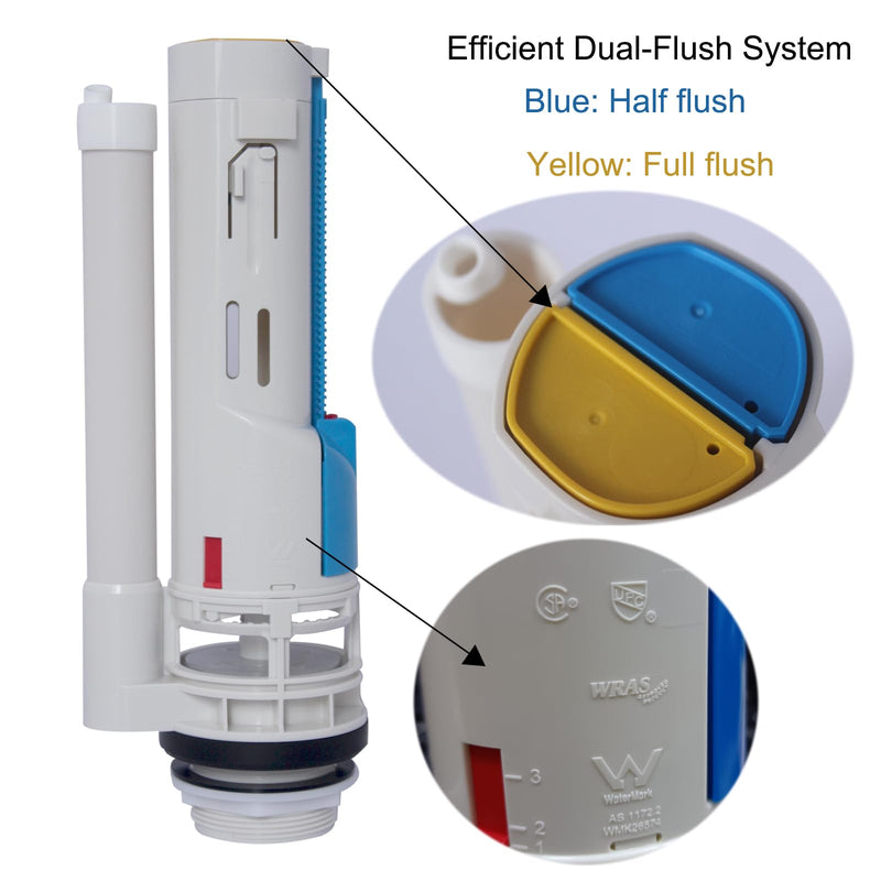 2-inch Toilet Flush Valve and Dual Top Button Kit Compatible with Kohler Persuade Curv Toilets Two-piece Model K-6355-0, Replacement part 1269696 Dual-Flush Valve