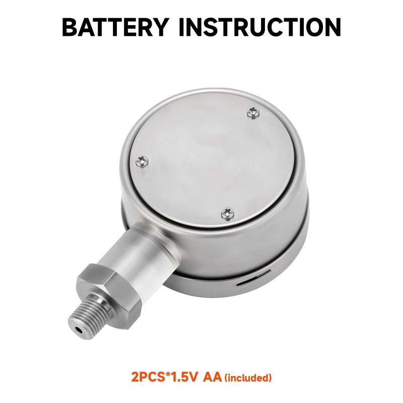 3-1/8" Dial Size, Digital Pressure Gauge, 0-100psi/bar/Mpa/Kpa, 1/4" NPT Lower Mount, 0.25% Accuracy 3-1/8",0-100PSI
