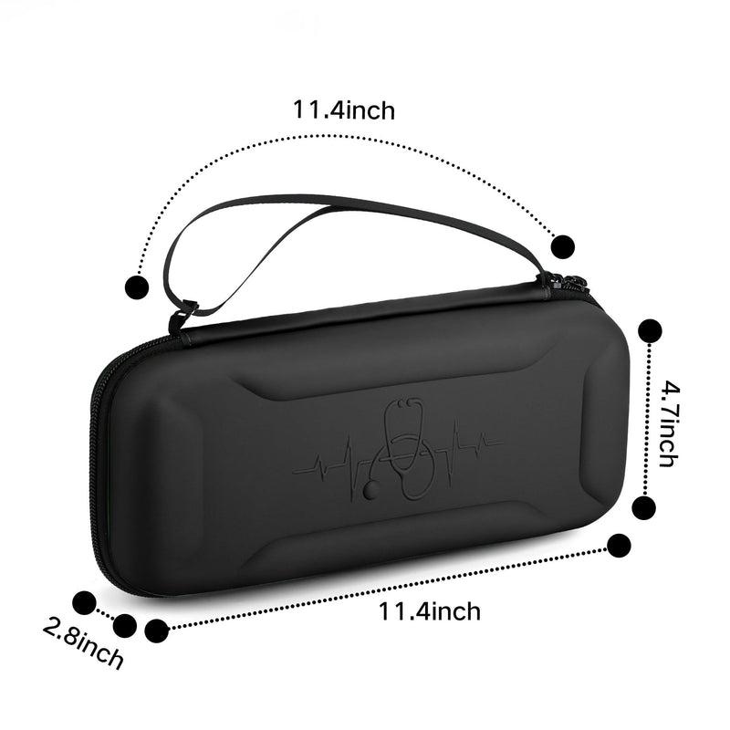 Stethoscope Case for 3M Littmann Classic III,Lightweight II S.E. Cardiology IV,Nurse Gift Hard Organizer Portable Carry Travel Cover Storage Bag with Vital Medical Supplies Black A