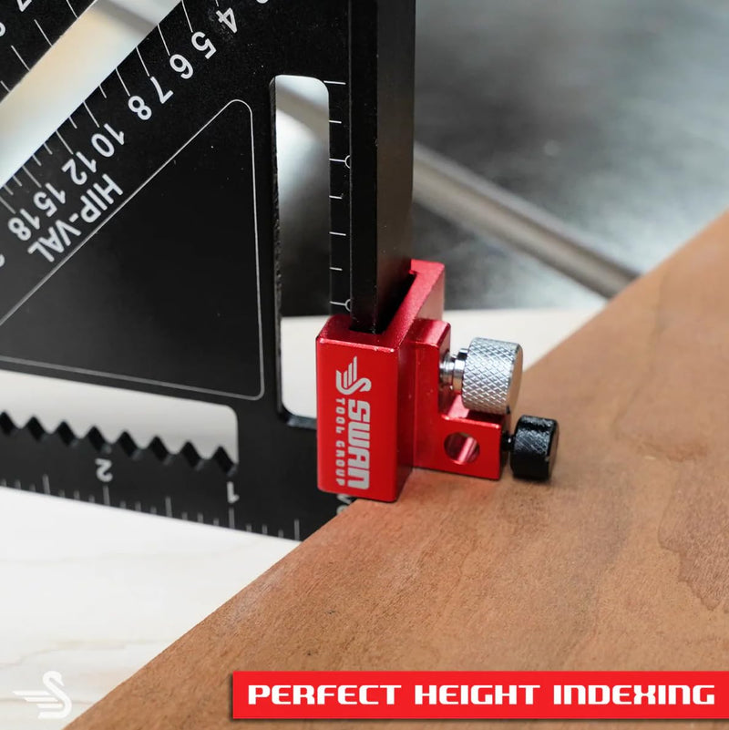 Falcon Depth Stop - Universal Depth Stop that Fits Most Speed, Rafter and Carpenter Squares, Fast Saw Blade/Router Bit Set Up, Woodworking Layout Tool, Works with Carbon Pencils