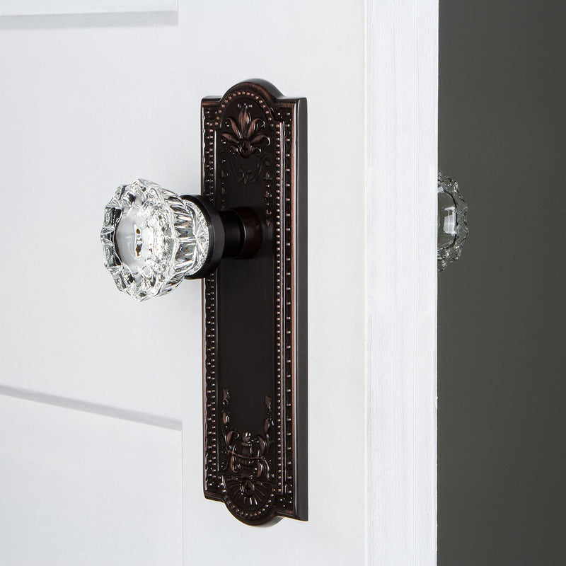 Nostalgic Warehouse Meadows Plate & Interior Crystal Door Knob Double Dummy Timeless Bronze
