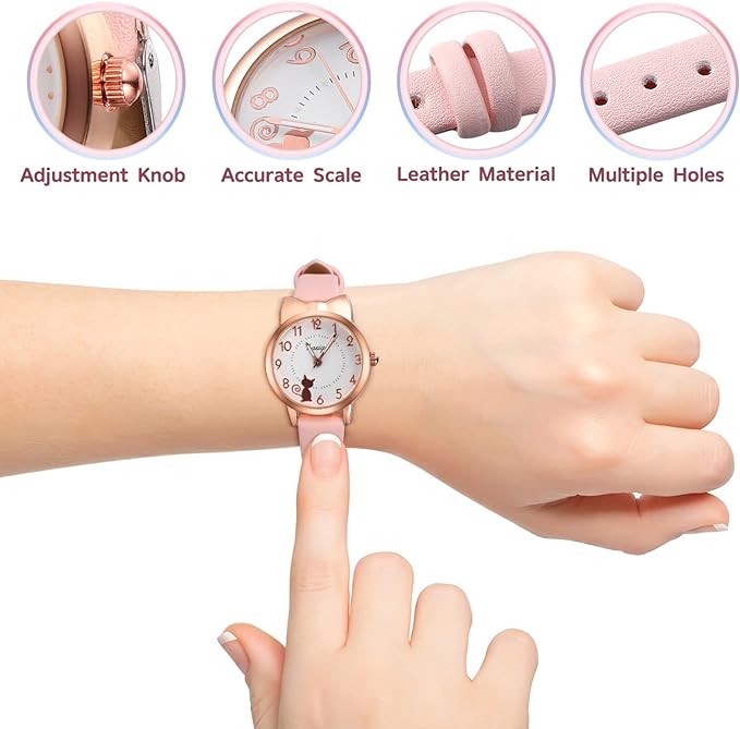 LEDMOMO Student Watch, Kids Watch, Watch, Watch, Kids, Cat Pattern, Cute, Cat Watch, Girls, Students, Pink - NewNest Australia