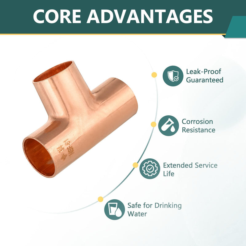 15-Pack Niikappu Copper Tee Fitting 3/4" C(COPPER011-15) 15 3/4" X 3/4" X 3/4"