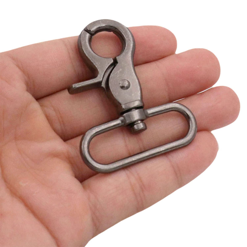 BIKICOCO 1-1/2'' Swivel Trigger Snap Hook Lobster Claw Clasp Spring Loaded Clip, Oval-Ring Ended, Gunmetal - Pack of 10 1-1/2'' Eyelet Gunmetal x 10 Pcs