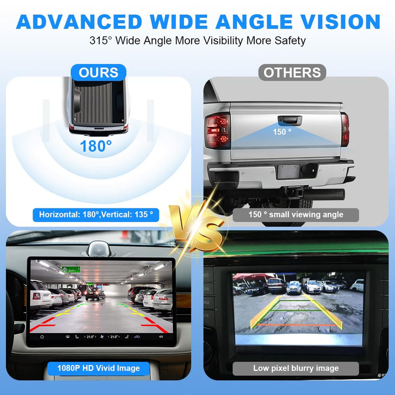 Rear Tailgate Handle Backup Camera Compatible with 2007-2013 Chevy Silverado/GMC Sierra 1500 2500HD 3500HD Tailgate Reversing View Park Assist Camera Replaces 22755304 180°Wide Angle Fit for 2007-2013 Chevy Silverado GMC Sierra