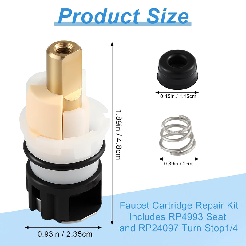 4 Pack RP25513 Faucet Stem Replacement, Compatible with Delta Two Handle Faucet and RP24096 Faucet Cartridge, Faucet Repair Kit, with RP24097 Turn Stop 1/4 and 4 × RP4993 Seat and Spring
