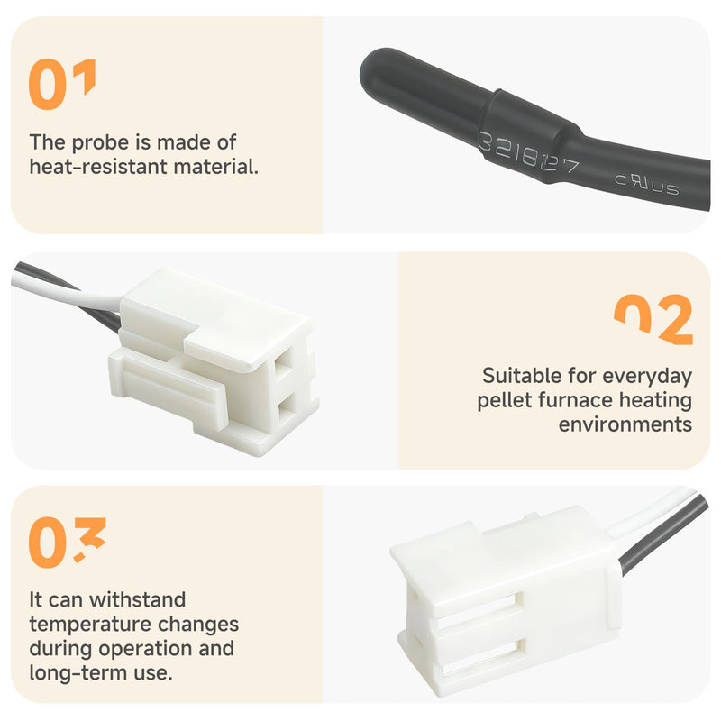 SRV7000-668 Ambient Room Temperature Probe, Compatible with Pelpro PP130 PP150 PP60 PP70 TSC90 & Pleasant Hearth PPC90 PH35PS PHC90 – Pellet Stove Sensor Replacement, Replaces NBK 21097 PH-668