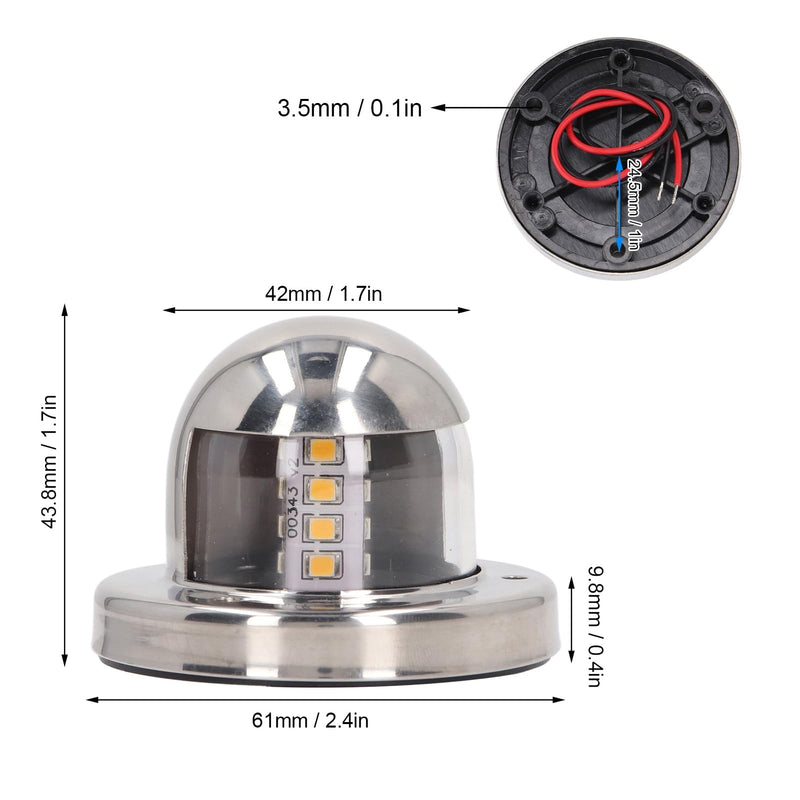 Walfront LED Stern Light for Boats IP66 Marine Navigation Light 2NM Visibility 12V DC Stainless Steel for Yachts Pontoon up to 39.4ft (12m) for Sailboats