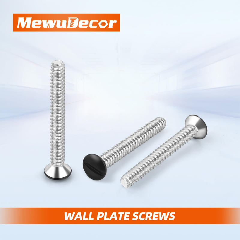 #6-32 x 1 Oval Head Milled Slot Replacement Wall Plate Screws, Full Thread, Black, 50 PCS 6-32 x 1"