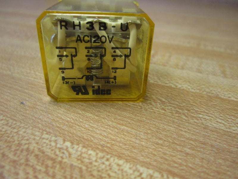 IDEC RH3B-UAC120V 120 VAC Coil, 3 Poles 3PDT, 50/60 HZ, Blade Terminal, Compact Power Relay, Industrial 10 AMP GP Relay, Plain Style, RH Series