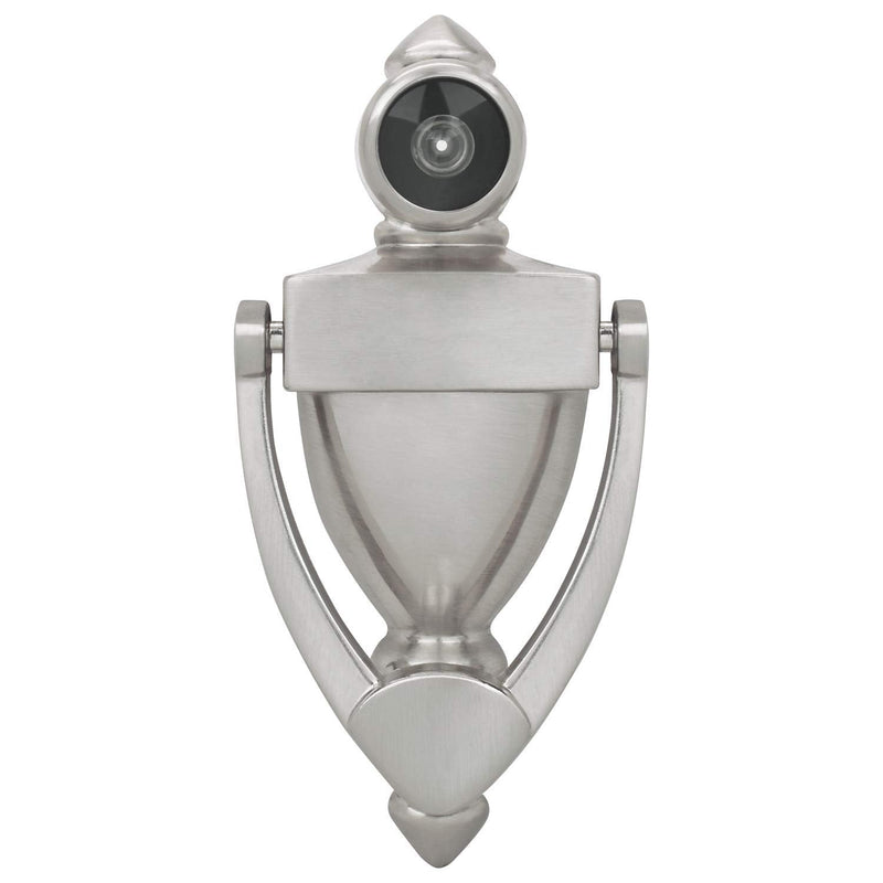 Nuk3y Door Knocker & Viewer, 9/16 in. Bore, 220-Degree View Angle (5-1/2" Height, Satin Nickel) 5-1/2" Height