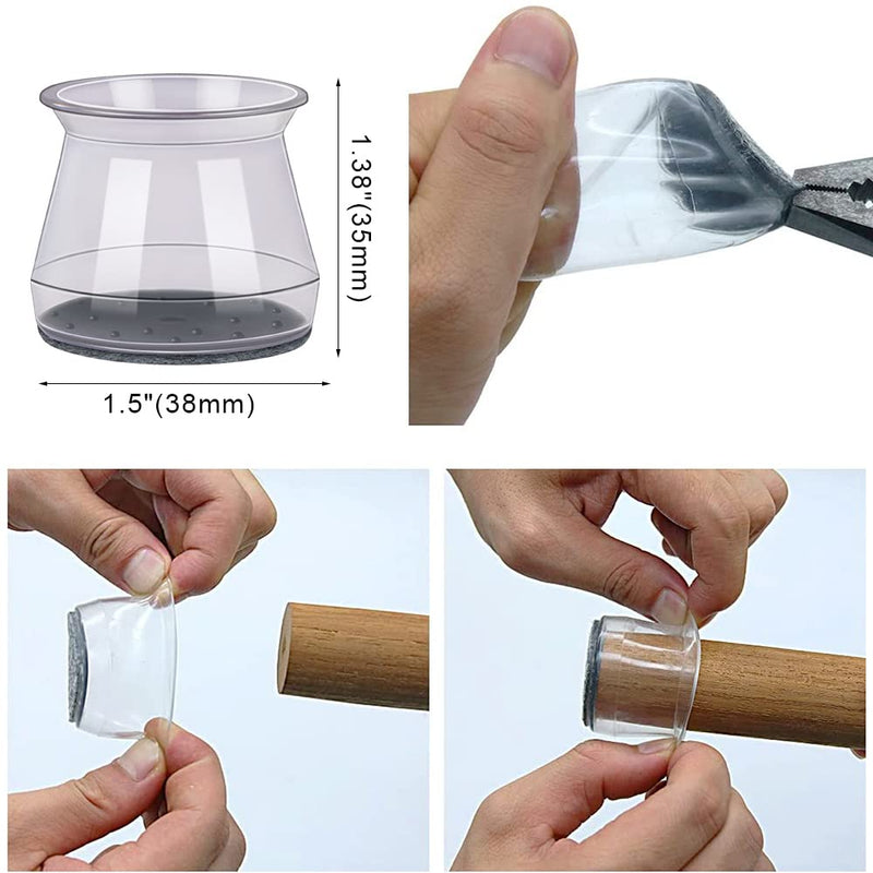 BUMACO 40Pcs Chair Leg Floor Protectors Chair Leg Protectors for Hardwood Floors Silicone Pads Covers to Protect Floors (Universal L Clear Fit 1.3"-2") Universal L(1.3"-2") Clear-40 Pcs