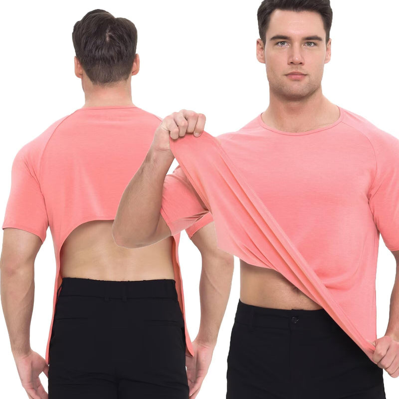 Landofgenie Unisex Backless Surgery Recovery Shirts for Women Men Suitable for Back Treatment,Nursing, Homes Massage Pink Large