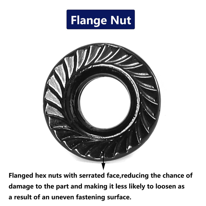 M6 x 1.0mm Serrated Flange Hex Lock Nuts 100Pcs 304 Stainless Steel 18-8, Full Thread, Hex Drive, Bright Finish, Black Oxide by SG TZH M6 100 - NewNest Australia