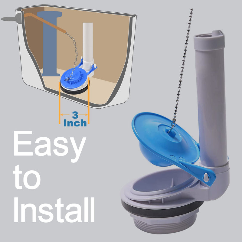 Toilet Flapper Replacement kit 3 inch (2 Pack) for TOTO Toilet Flapper 3'' Easy to Install with Stainless Chain & Rubber fit 3-inch Flush Valve Toilet for G-Max, THU499S, THU331S, THU175S & 2021BP 2 Flappers