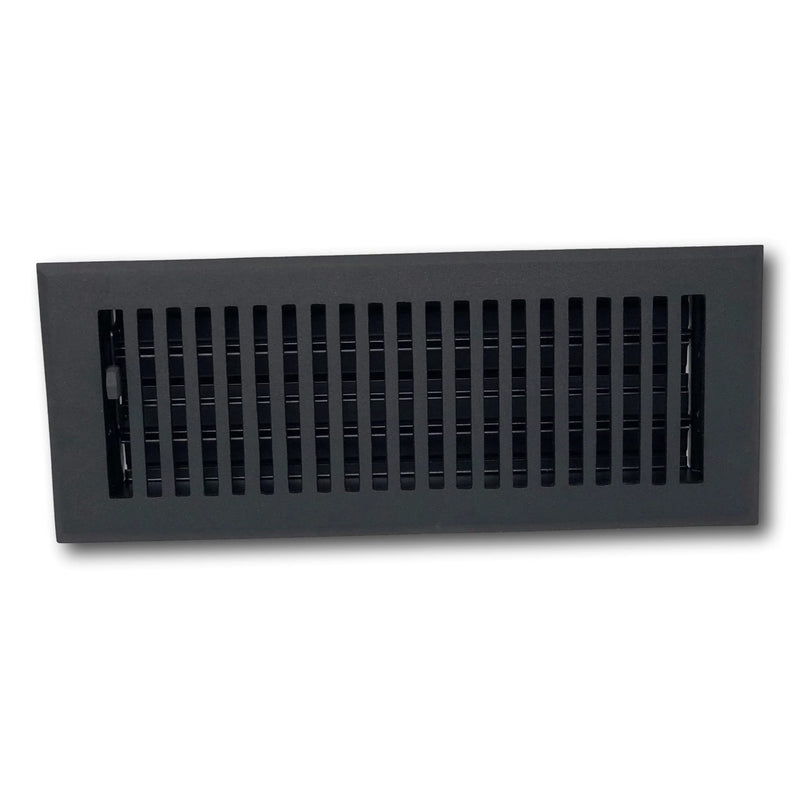 Madelyn Carter 4 x 10 Cast Aluminum Contemporary Vent Cover - Black (Overall: 5.25 x 11.5) | Floor Register and Wall Register 4 x 10 (Overall: 5.25 x 11.5)