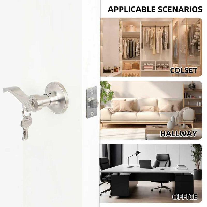 Interior Privacy Door Handle with Lock, Door Lever for Bathroom and Bedroom Silver