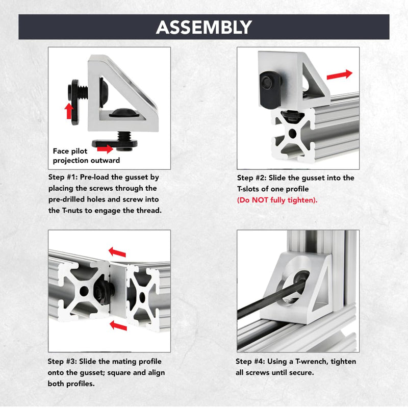 8020, 4132, 10 Series, 2 Hole Aluminum Inside Corner Gusset L Bracket for 80/20 Extruded Aluminum Extrusion Heavy Duty Angle Bracket (Black Anodize, 10) Black Anodize