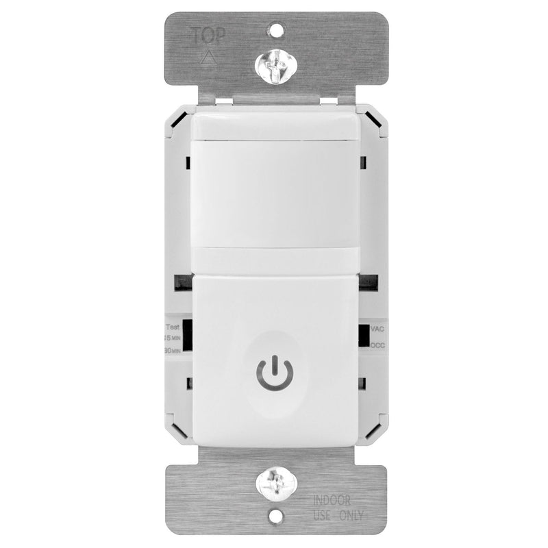 ENERLITES PIR Motion Occupancy Vacancy Motion Sensor Light Switch, 500W, 5A, Motion Sensor Night Light, Single-Pole, Smart LED Backlight, Neutral Not Required, Ground Required, HMOS-J-W, White Ground Wire Required